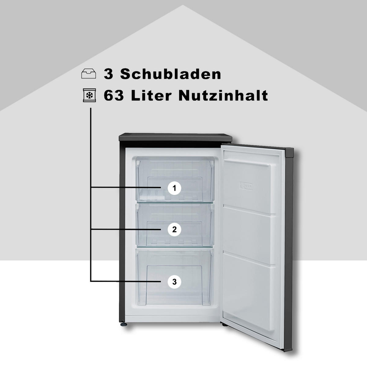 GEFRIERSCHRANK, 63 Liter Nutzinhalt, 4-Sterne, klein, leise & effizient, schwarz, CF-34-101-B - Schwarz, Kunststoff/Metall (48/82.1/51cm) - Telefunken