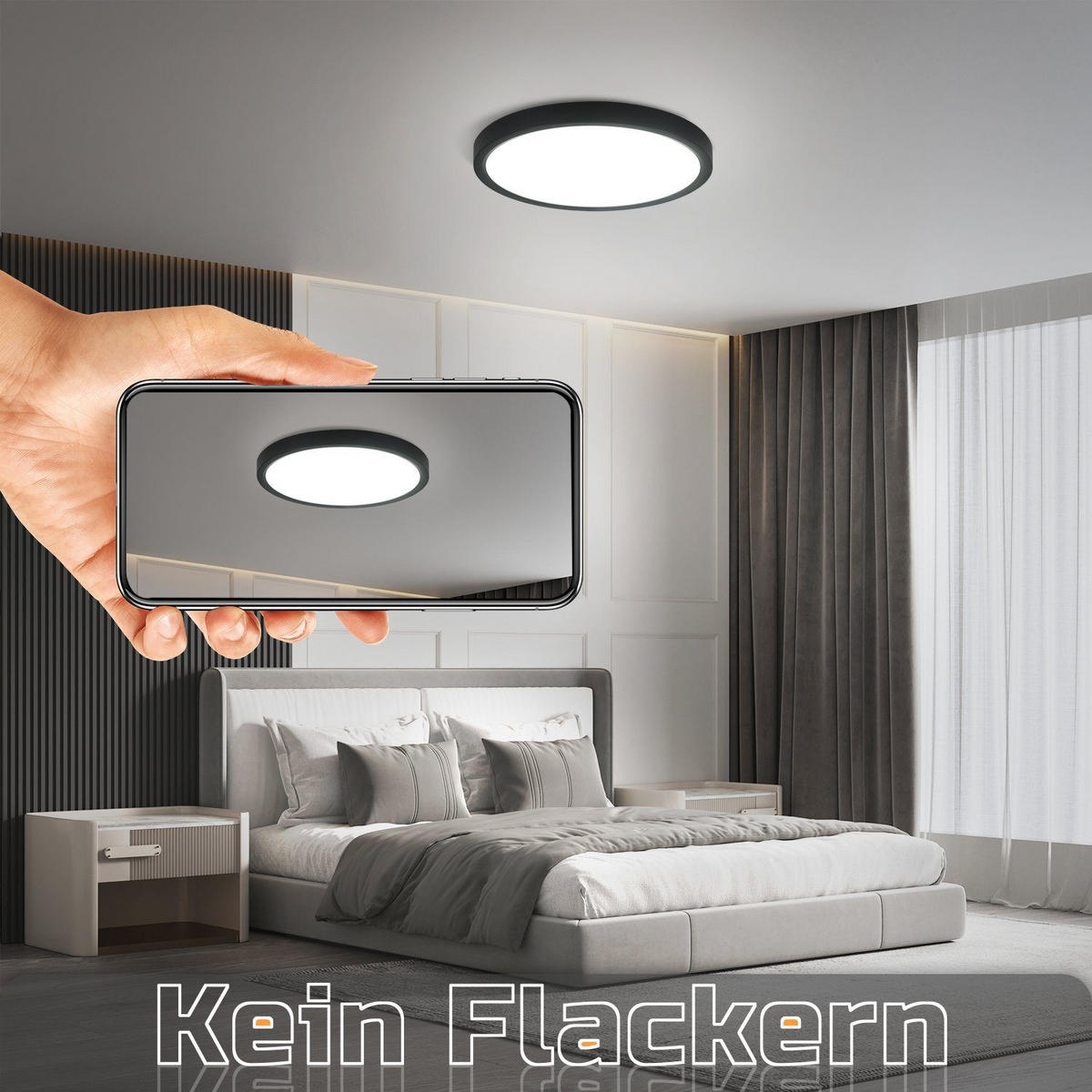 LED-DECKENLEUCHTE Berlin 23 cm - Schwarz, Kunststoff (23/23/2.5cm) - Nettlife