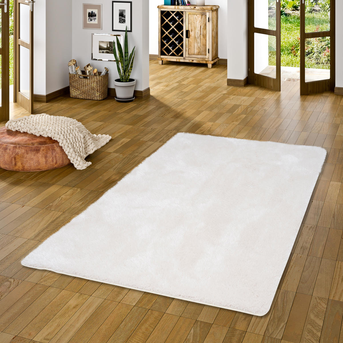 HOCHFLOR SHAGGY TEPPICH LUXUS EMOTION MIX - Weiß, Textil (80/160cm) - Snapstyle