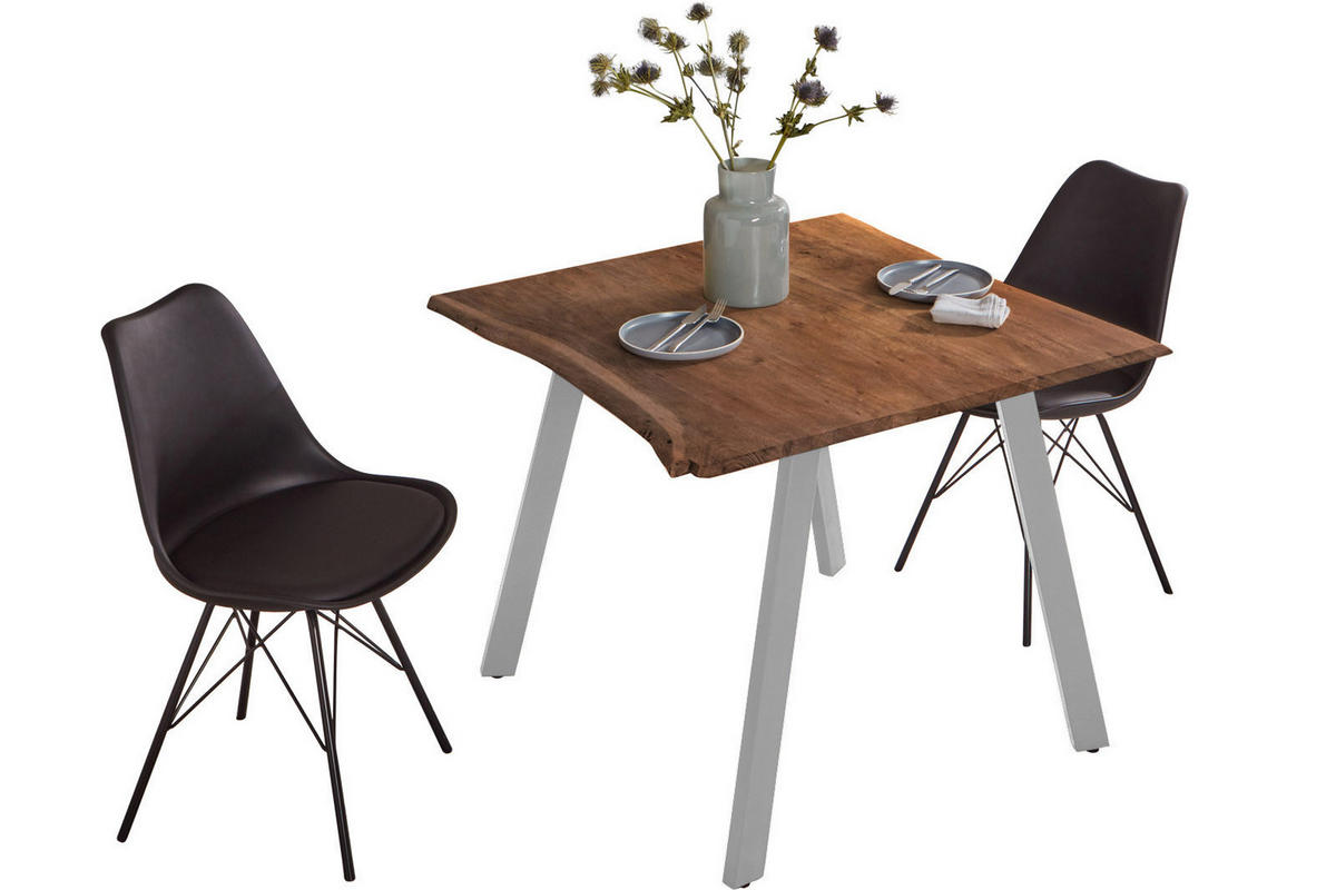 ESSTISCH LAXMI - Silberfarben/Braun, Holz/Metall (80/80/77cm) - SAM