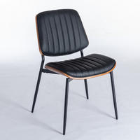 STUHL-SET DE-36303 2 Stück mit Walnuss-Bugholz-Rückenlehne Schwarz - Schwarz, Metall (48.3/83.3/57.4cm) - ComfortXL