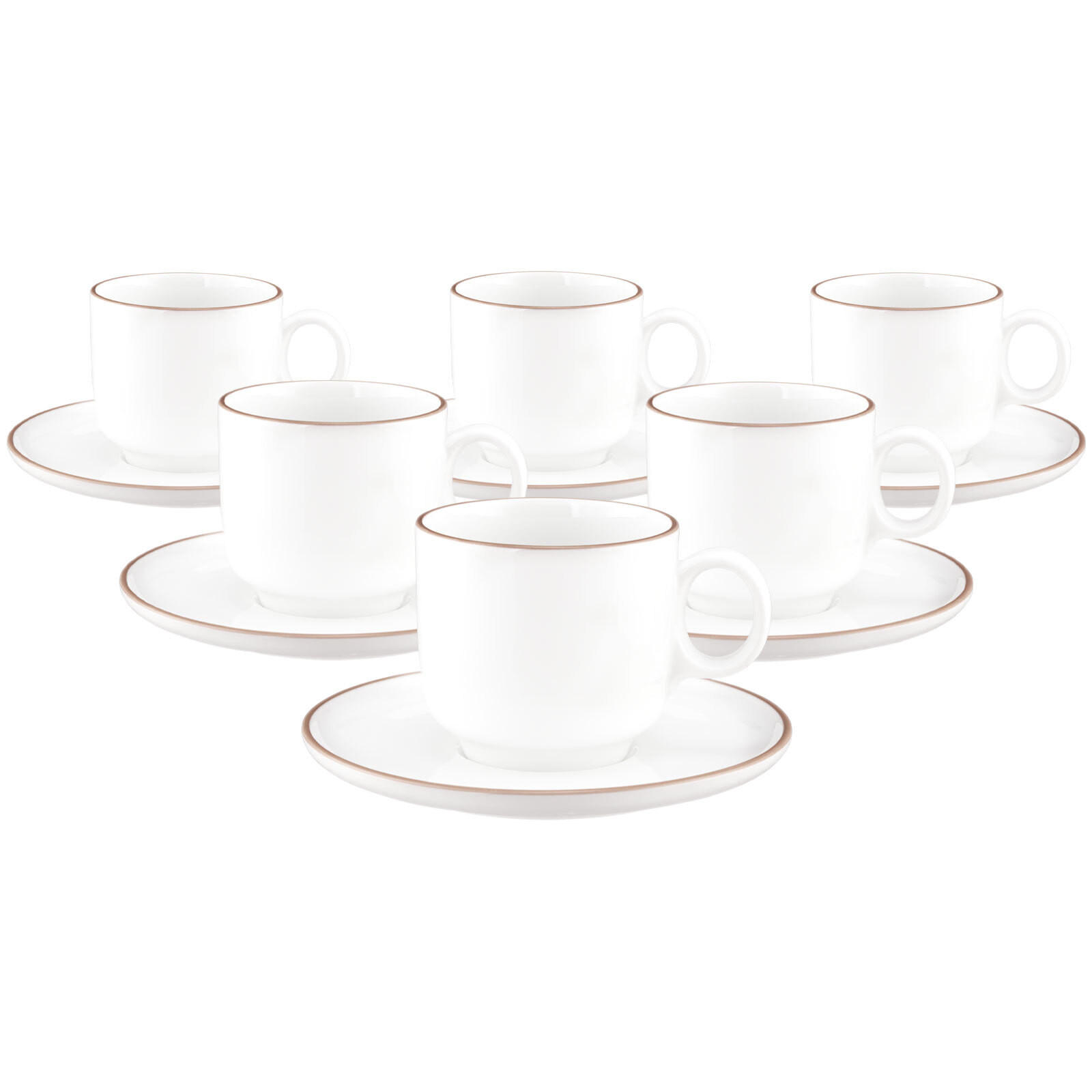 CAPPUCCINOTASSEN MIT UNTERTASSEN Sento Home Pure Lines Cocoa Brown 300 ml 6er Set - Hellbraun, Keramik (0.3L) - Seltmann Weiden