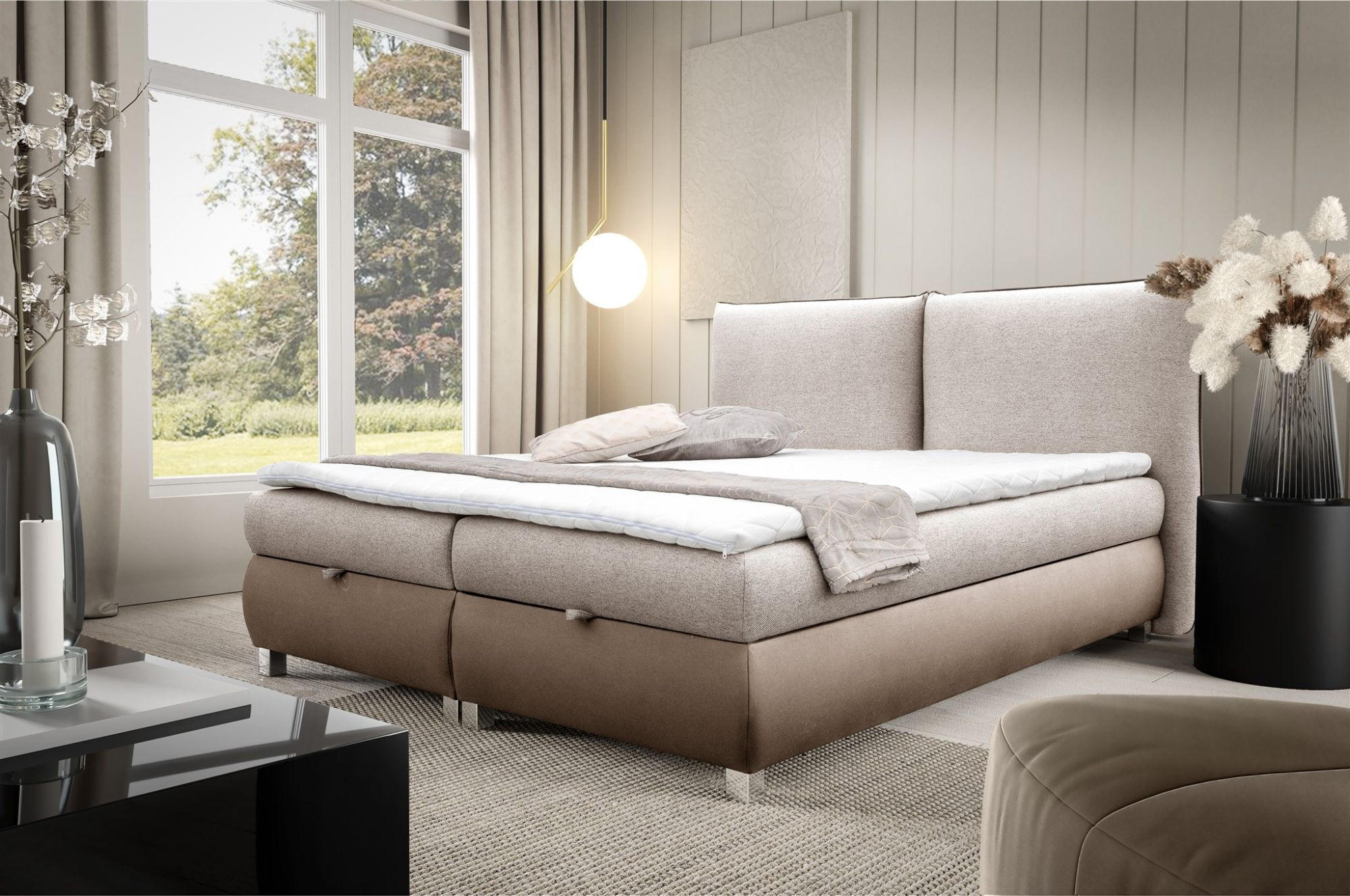 BOXBETT Valentin In Neve - Beige, Holzwerkstoff/Textil (120/200cm) - Fun Möbel