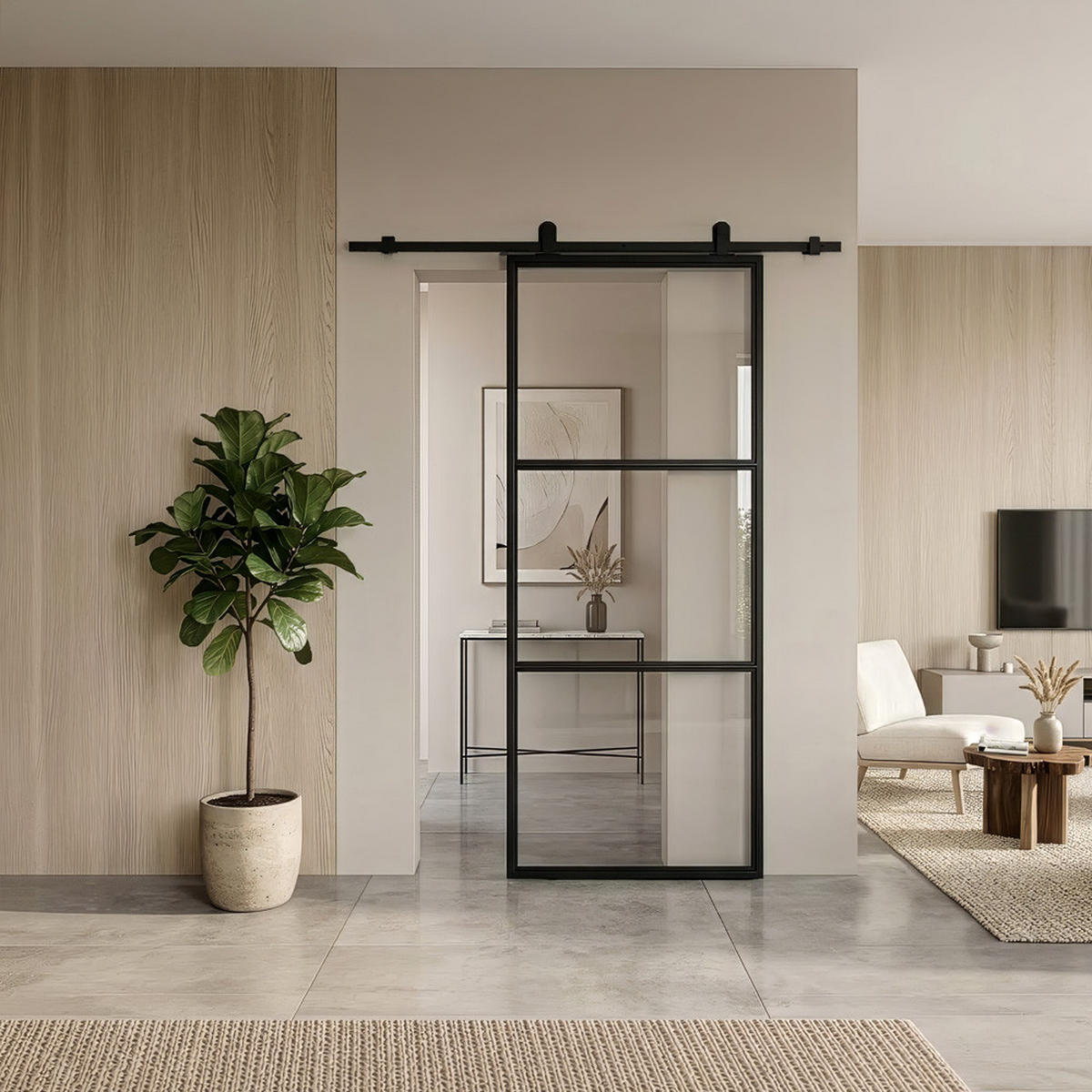 SCHIEBETÜR STELLAR - 205 x 90 cm, Klarglas - Transparent, Glas (90/205/4cm) - Home Deluxe