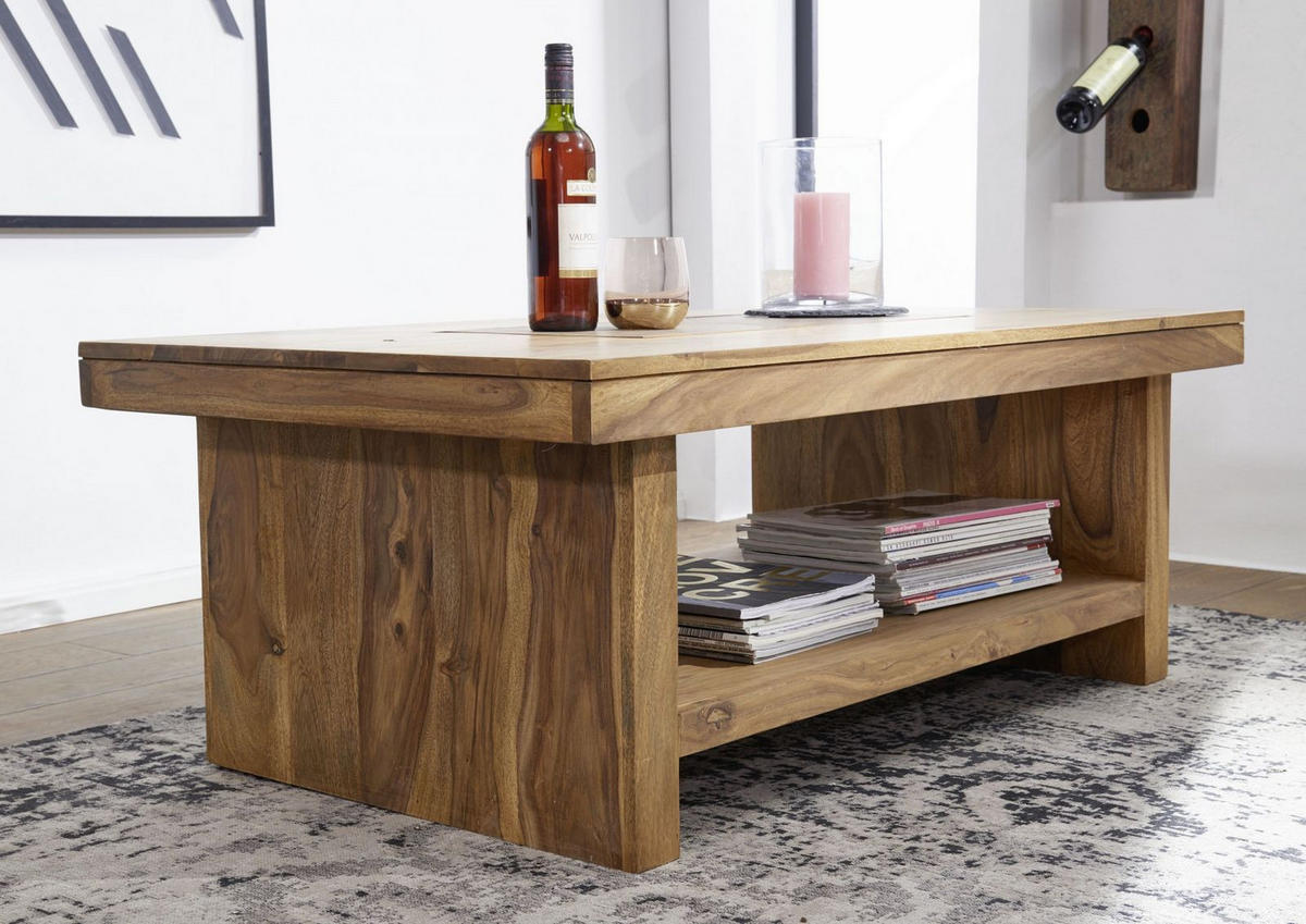 COUCHTISCH Sheesham 118x70x45 gebeizt TURIN #17 - Braun, Holz (118/70/45cm) - Massivmoebel24