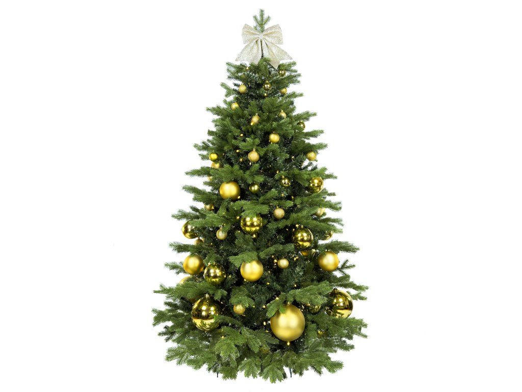 WEIHNACHTSBAUM künstlicher 270 cm, GOLDWEIHNACHTEN, mit 85-teiligem Weihnachtsbaumschmuck, inkl. Metallständer und Aufbewahrungsbox - Champagner/Goldfarben, Kunststoff/Metall (157/270cm) - LAALU