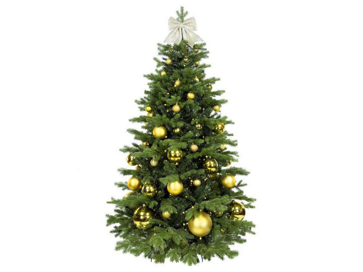 WEIHNACHTSBAUMSCHMUCK-SET GOLDWEIHNACHTEN 73-teilig, für Weihnachtsbäume 120–210 cm, inkl. Aufbewahrungsbox - Champagner/Goldfarben, Kunststoff/Textil (55/50/75cm) - LAALU