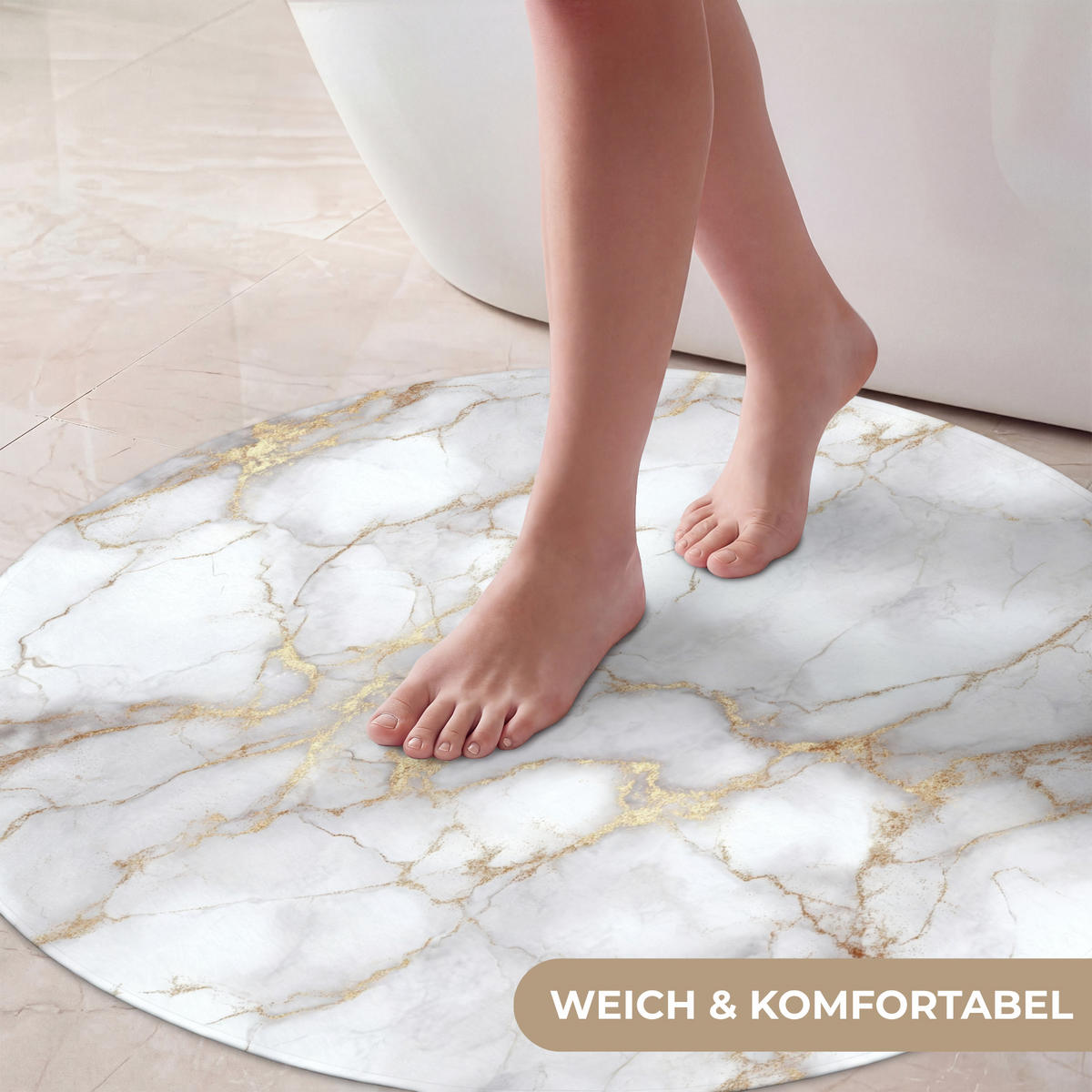 KÚPEĽŇOVÁ PREDLOŽKA Biela - zlatá - mramorová - sivá 70x70 cm - biela, textil/plast (70/70cm) - OnlyWow