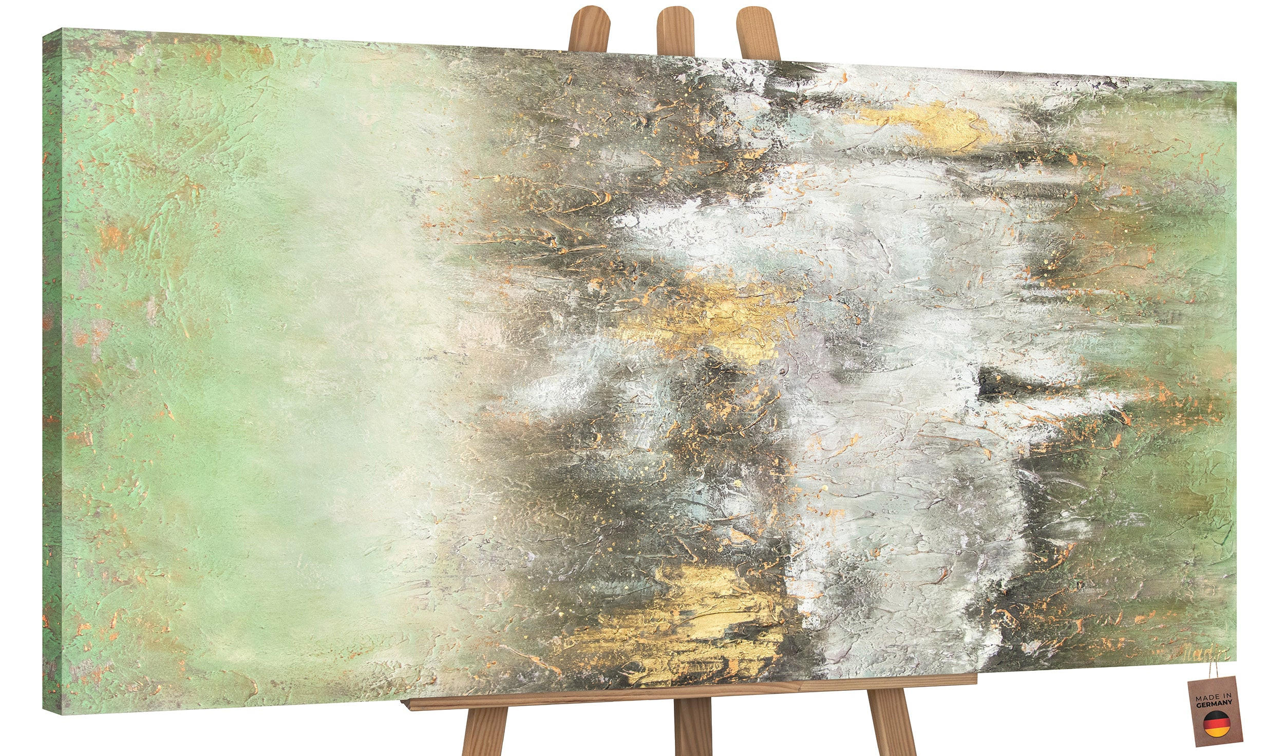 GEMÄLDE Ruhe vorm Sturm auf Keilrahmen 160x80 cm - Grün, Holz (160/80cm) - YS-art gallery