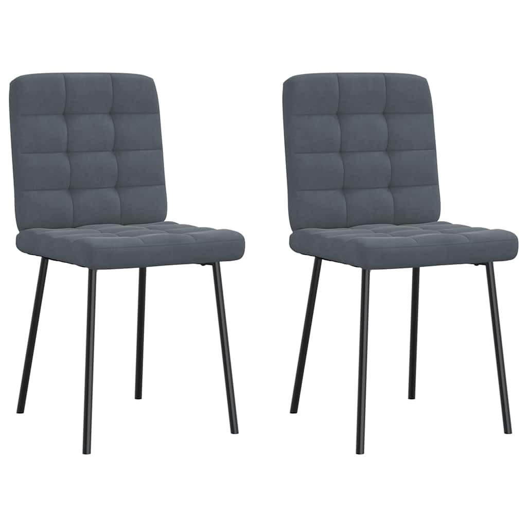 ESSZIMMERSTÜHLE 2 Stk. Dunkelgrau Samt 45*54*83cm - Dunkelgrau, Metall (45/83/54cm) - ZMH