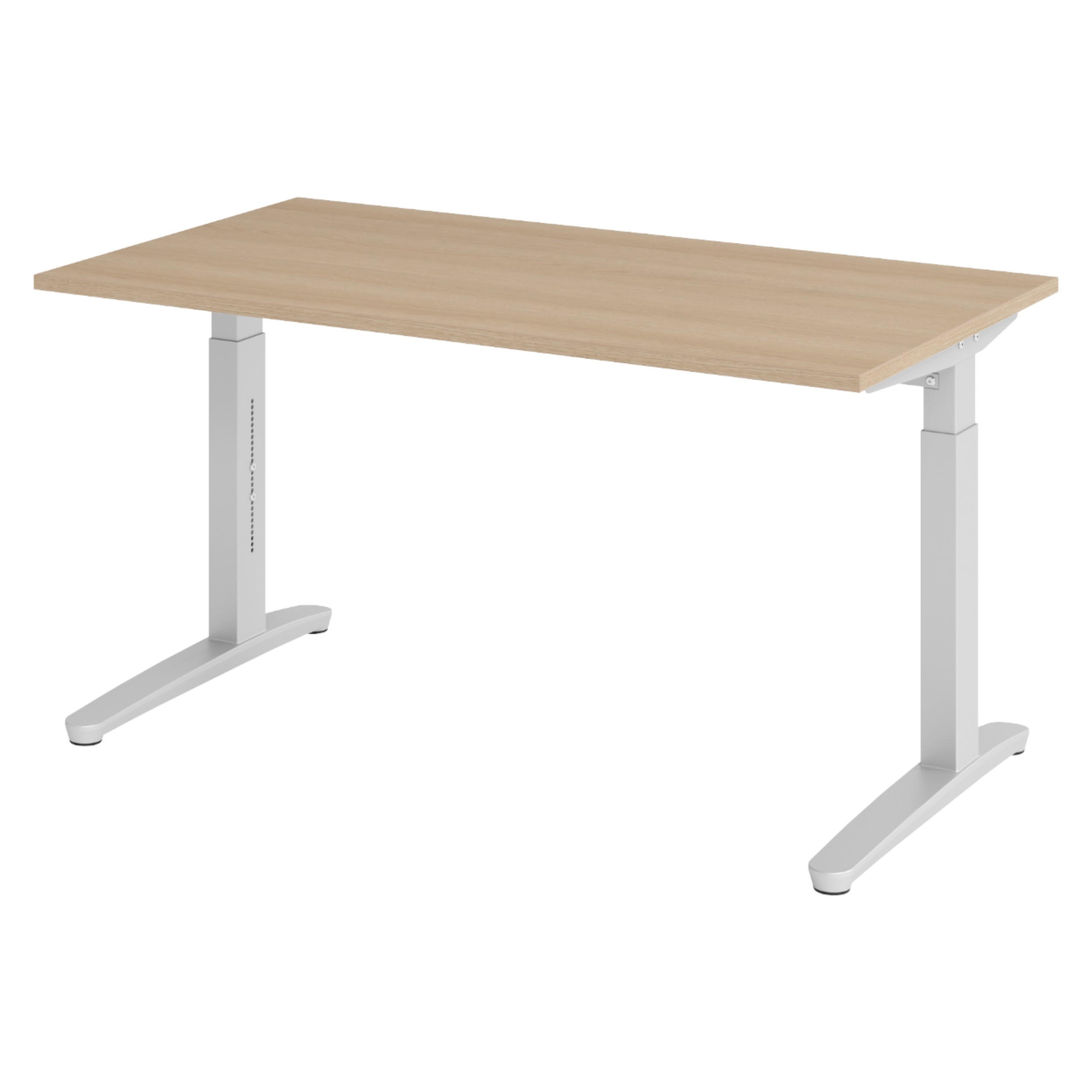 SCHREIBTISCH Serie-XB 80/140/74 cm in Eichefarben/Silberfarben - Eichefarben/Silberfarben, Holzwerkstoff (80/140/74cm) - bümö