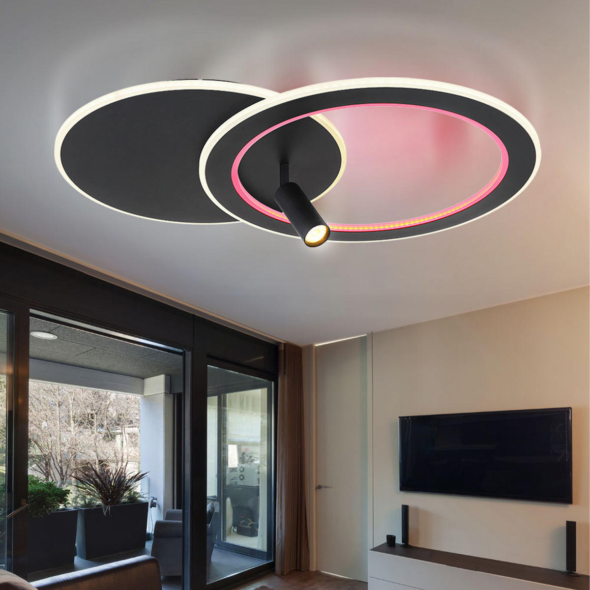 LED DECKENLEUCHTE Marian Schwarz Metall - Schwarz, Metall (69.5/49.2/13.5cm) - Globo Lighting
