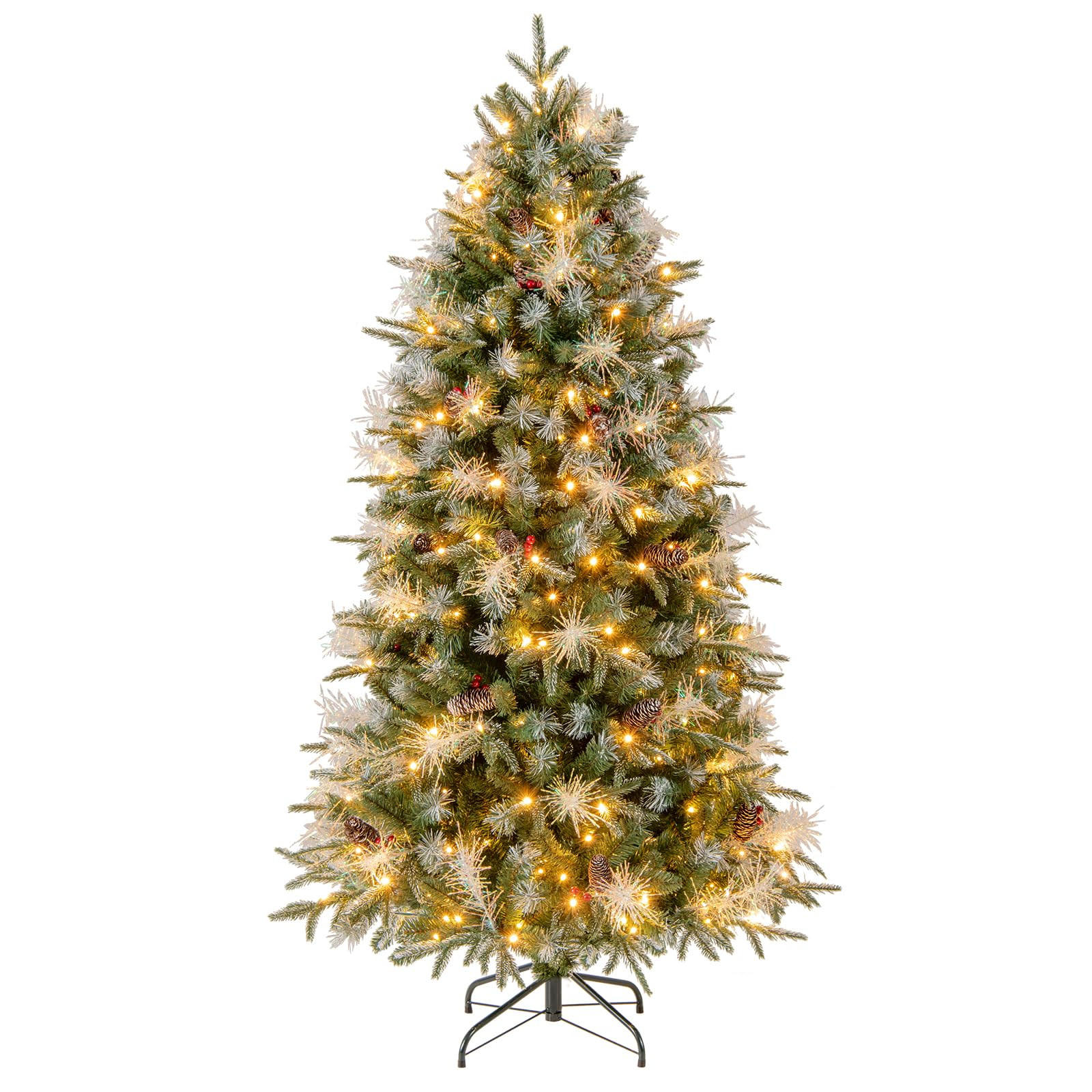 WEIHNACHTSBAUM mit 270 warmweißen LED-Lichtern 8 Lichtmodi 180 cm grün - Grün, Metall (180cm) - COSTWAY