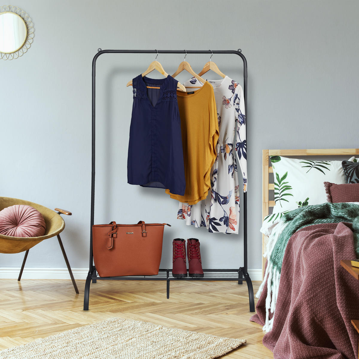 KLEIDERSTÄNDER - Schwarz, Metall (90/139/44cm) - Relaxdays