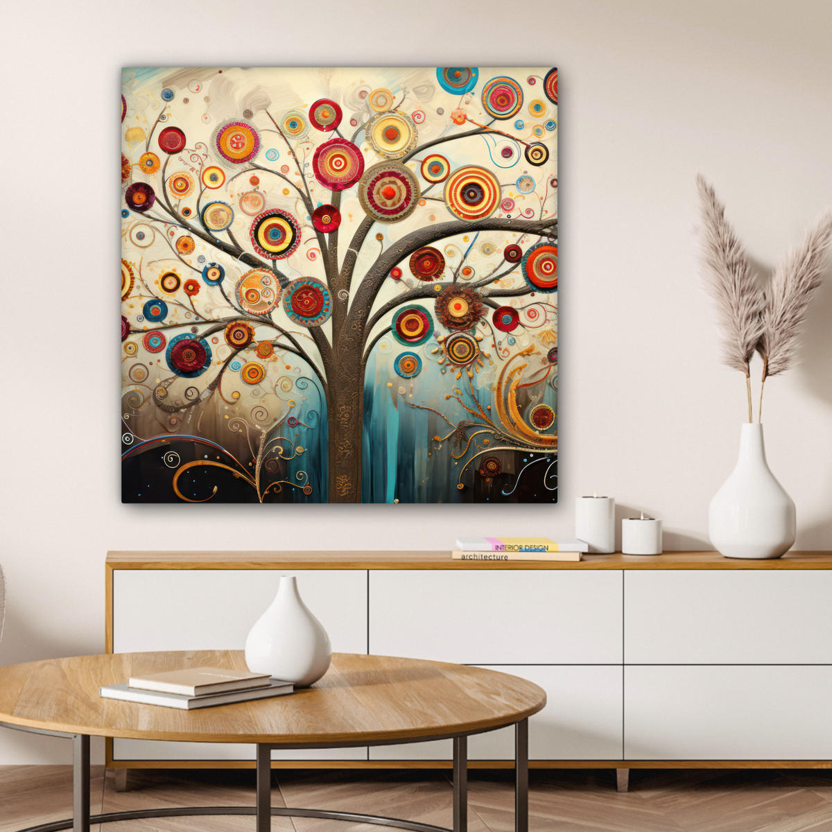 LEINWANDBILD Baum - Baum des Lebens - Farbe 90x90 cm - Braun, Textil (90/90cm) - MuchoWow