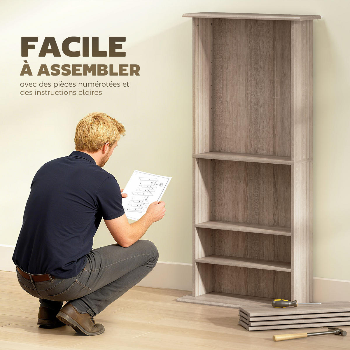 CD-REGAL DE-14509 8 Fächer, verstellbare Böden Natur - Naturfarben, Holzwerkstoff (24/126.3/58cm) - ComfortXL