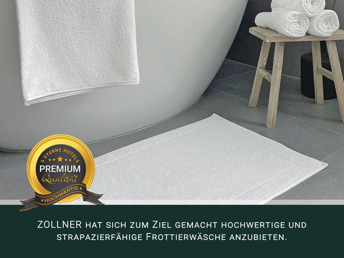 BADEMATTE, 2er-Set, 50x70 cm, 100% Baumwolle, Weiß - Weiß, Textil (50/70cm) - Zollner