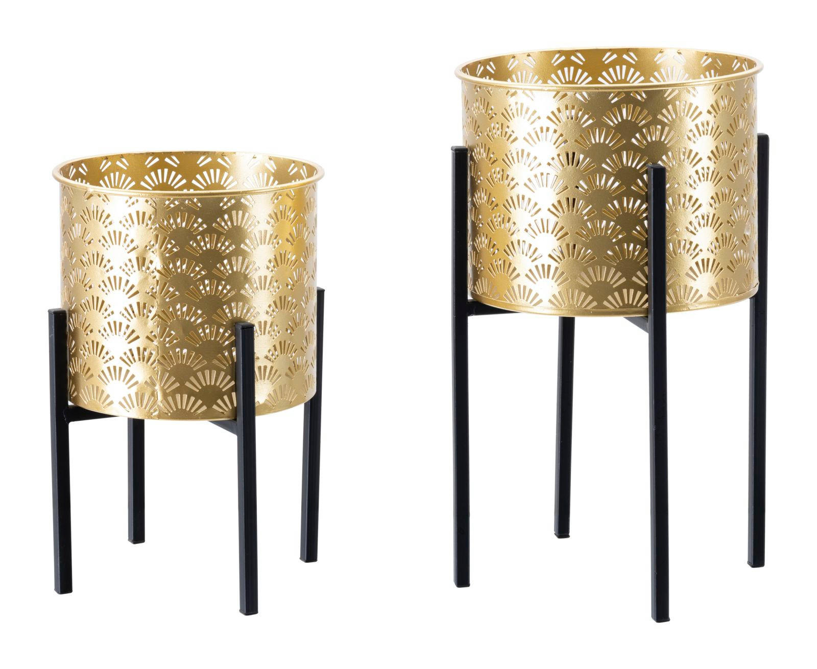 Mauro Ferretti Pflanzenständer Gold, Schwarz 21x38x21 cm