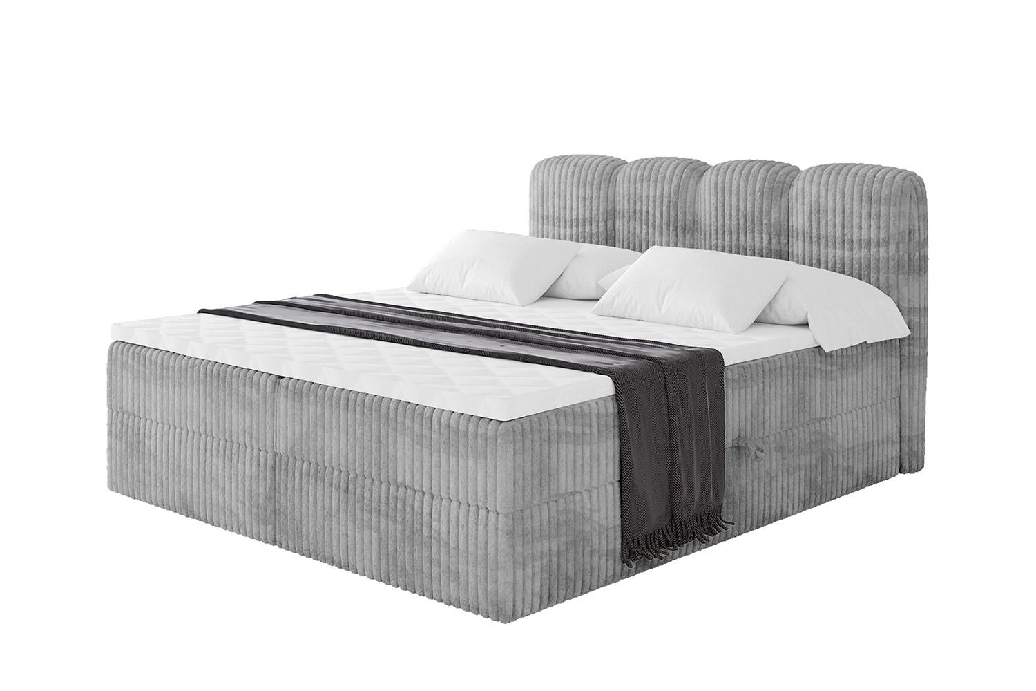 BOXBETT mit Matratze H4 - NINA - 160x200 cm - Hellgrau - Hellgrau, Holzwerkstoff (160/200cm) - ALTDECOR