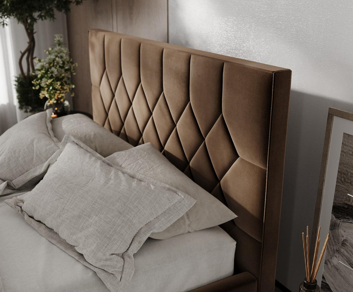 POLSTERBETT Brisa 140/200 cm Braun im Kronos Stoff - Schwarz/Naturfarben, Holz/Holzwerkstoff (140/200cm) - AltaBeds