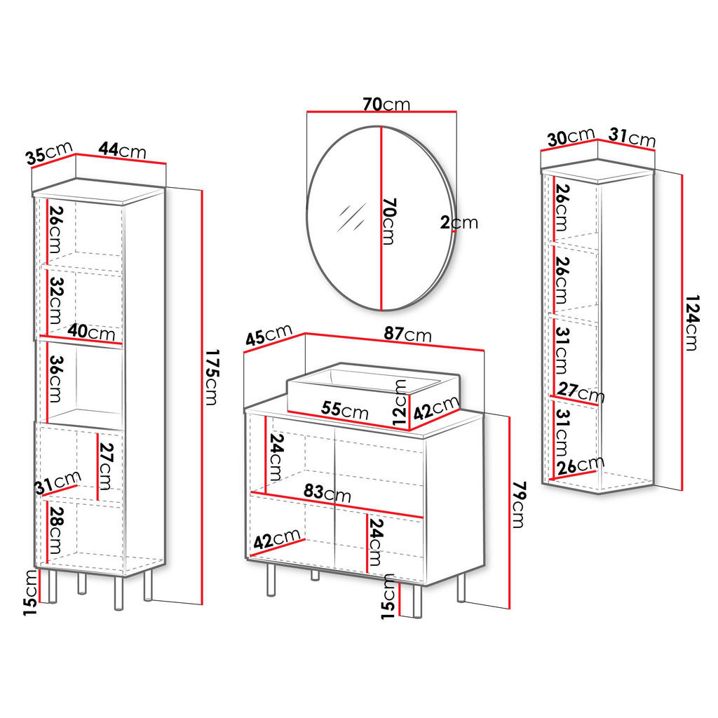 Thumbnail - Mirjan24 Badmöbel-Set, Kaschmir, Holzwerkstoff, 87x79x45 cm, Badezimmer, Badmöbelsets & Badmöbelserien, Badmöbel-Sets