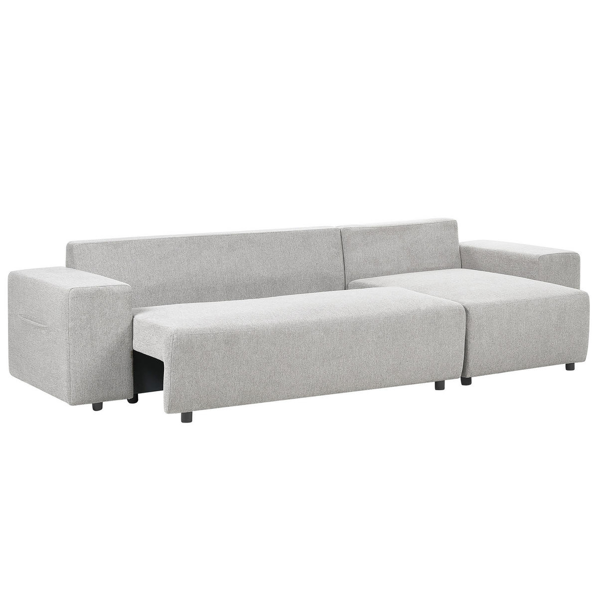 3-SITZER-ECKSOFA hellgrau rechtsseitig mit Schlaffunktion Stauraum Luspa - Schwarz/Grau, Textil (294/130cm) - Beliani