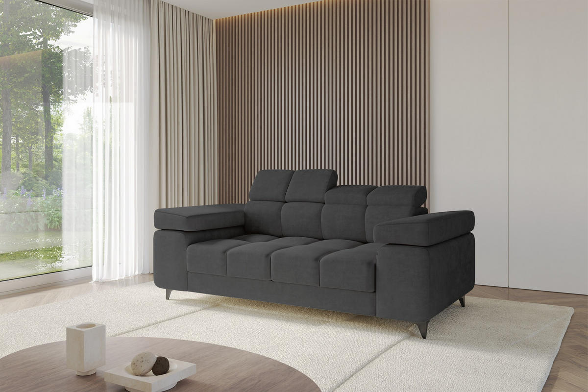 SOFA 2-Sitzer LORD-S1 194x97x90 cm Schwarz Samt - Schwarz, Holzwerkstoff/Textil (194/90/97cm) - ALTDECOR