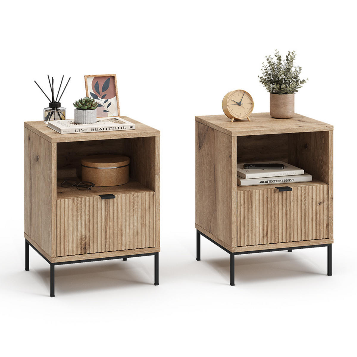 NACHTTISCH Eliza Viking Oak 2er Set - Eichefarben, Holzwerkstoff (40/55/38.1cm) - Vicco