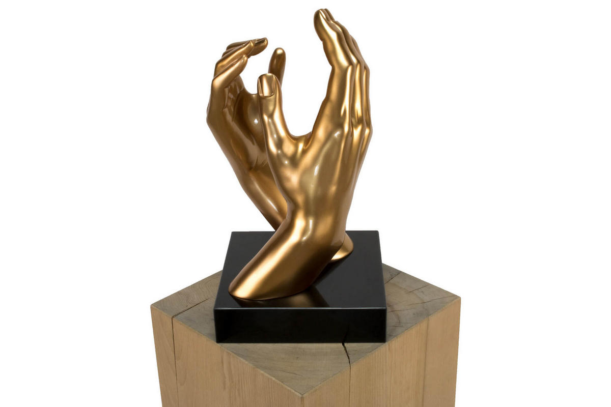 SKULPTUR Gold 21/41 cm - Goldfarben, Stein (4.85/41/21cm) - KUNSTLOFT