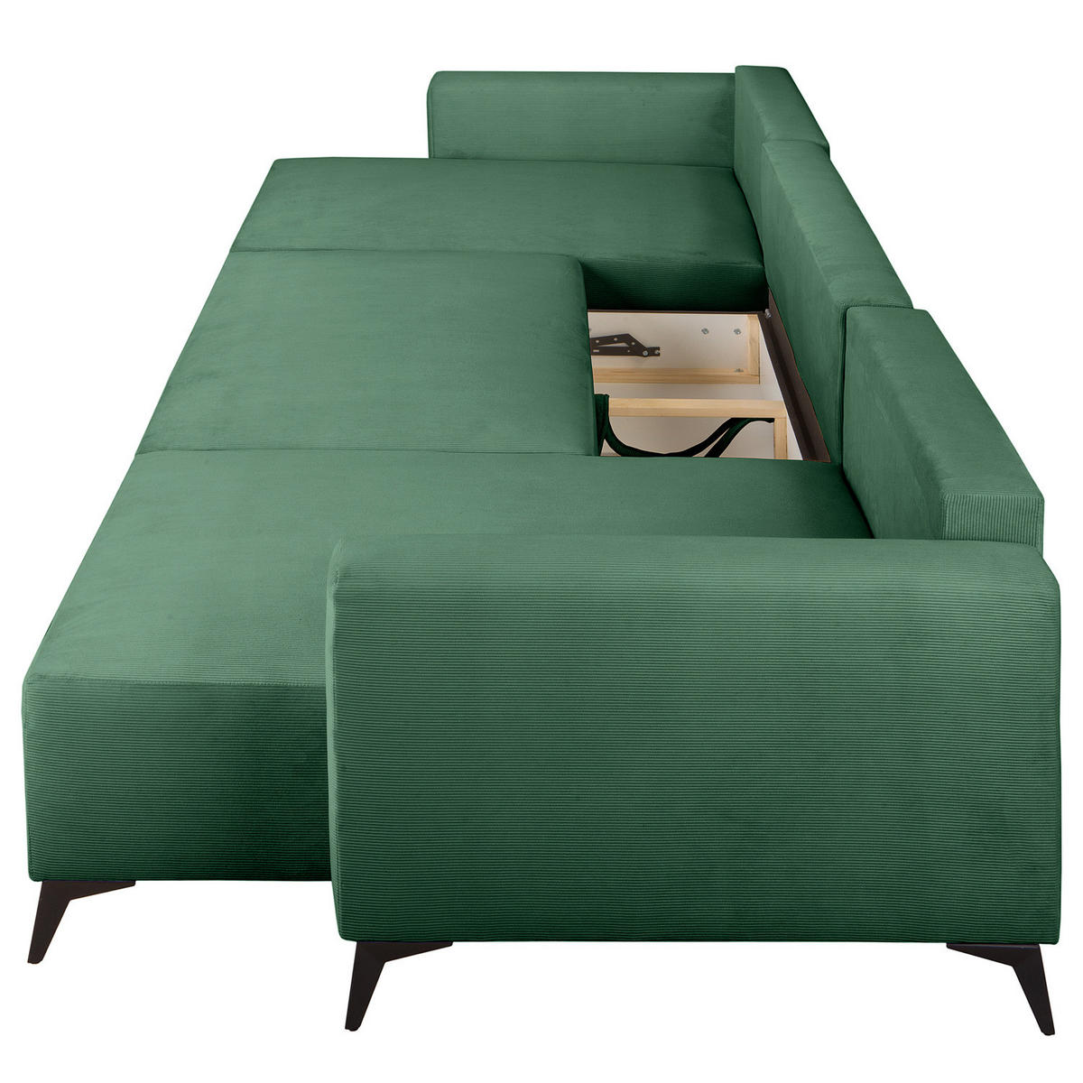 WOHNLANDSCHAFT - Dunkelgrün/Schwarz, Textil (382/81/148cm) - home24