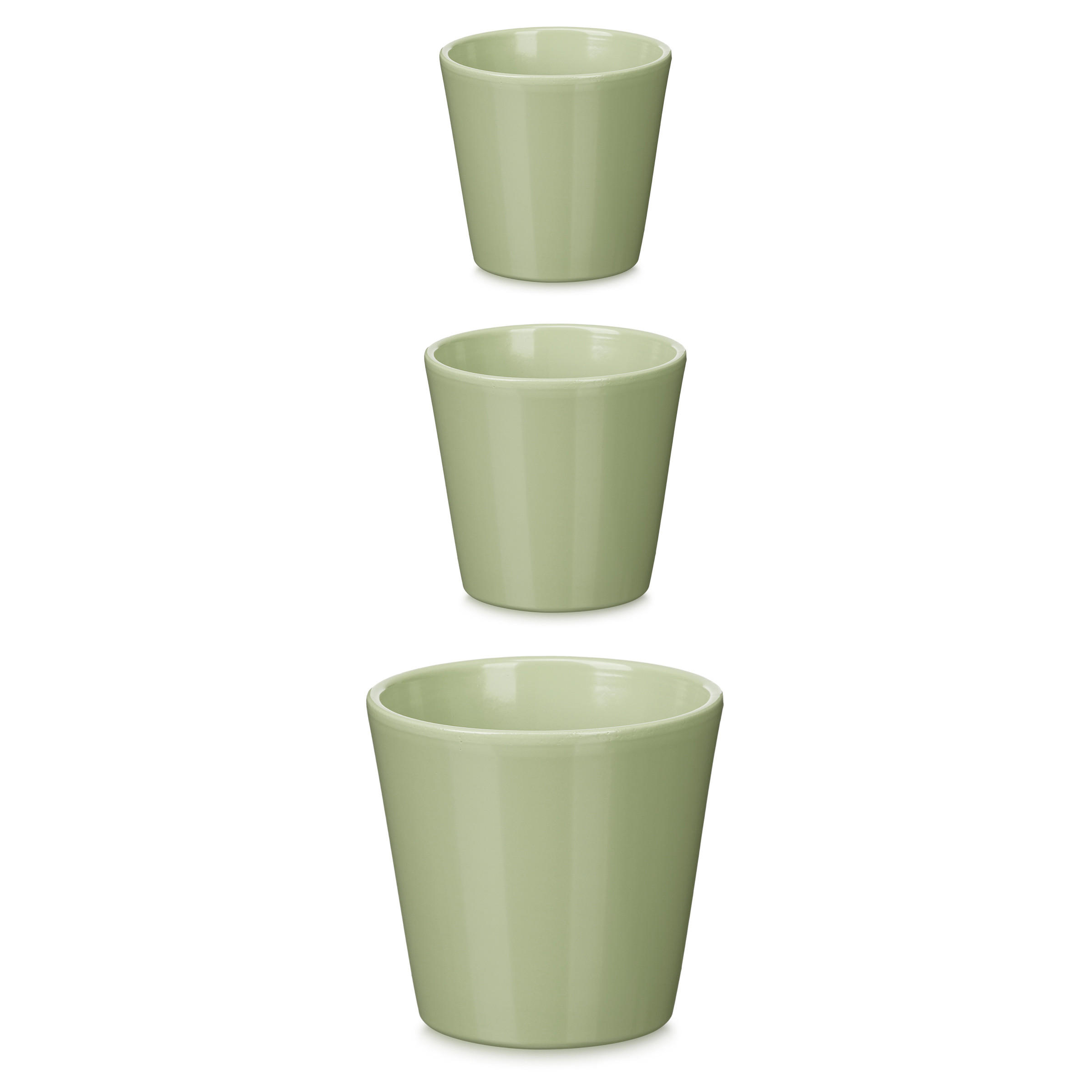BLUMENTOPF konisch 14/17/22 cm 3er Set - Mintgrün, Keramik (22/19/22cm) - Ibergarden