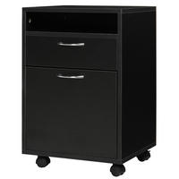 ROLLCONTAINER DE-14393 mit Schublade, Schrank und Nische Schwarz - Schwarz, Holzwerkstoff (35/60/40cm) - ComfortXL