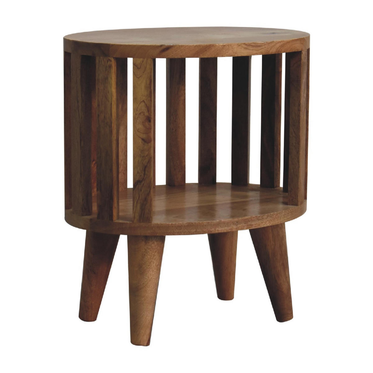 NACHTTISCH ARIELLA MIT EINFACHER REGAL - Beige/Messingfarben, Holz/Metall (36/40/26cm) - Artisan Furniture