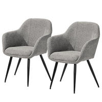 POLSTERSTUHL - 2er-Set - Bouclé / Edelstahl - Grau, Textil/Metall (56/84/47cm) - home24