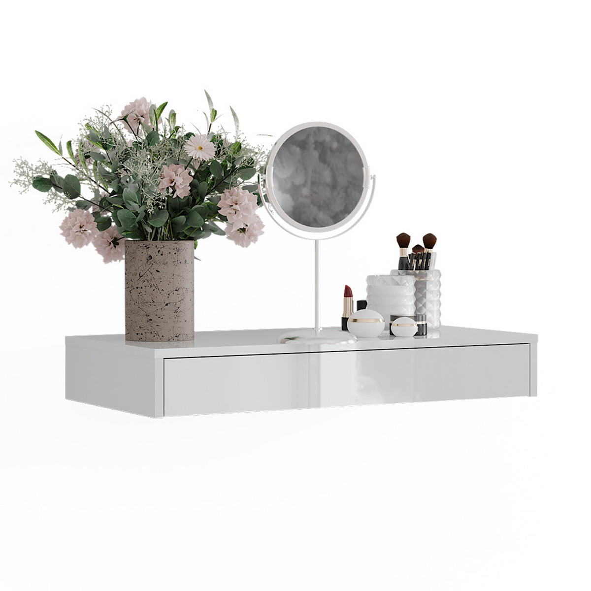 NÁSTENNÁ POLICA Sherry Biela/biela s vysokým leskom - biela s vysokým leskom, kompozitné drevo (81.4/12/40.1cm) - Vicco