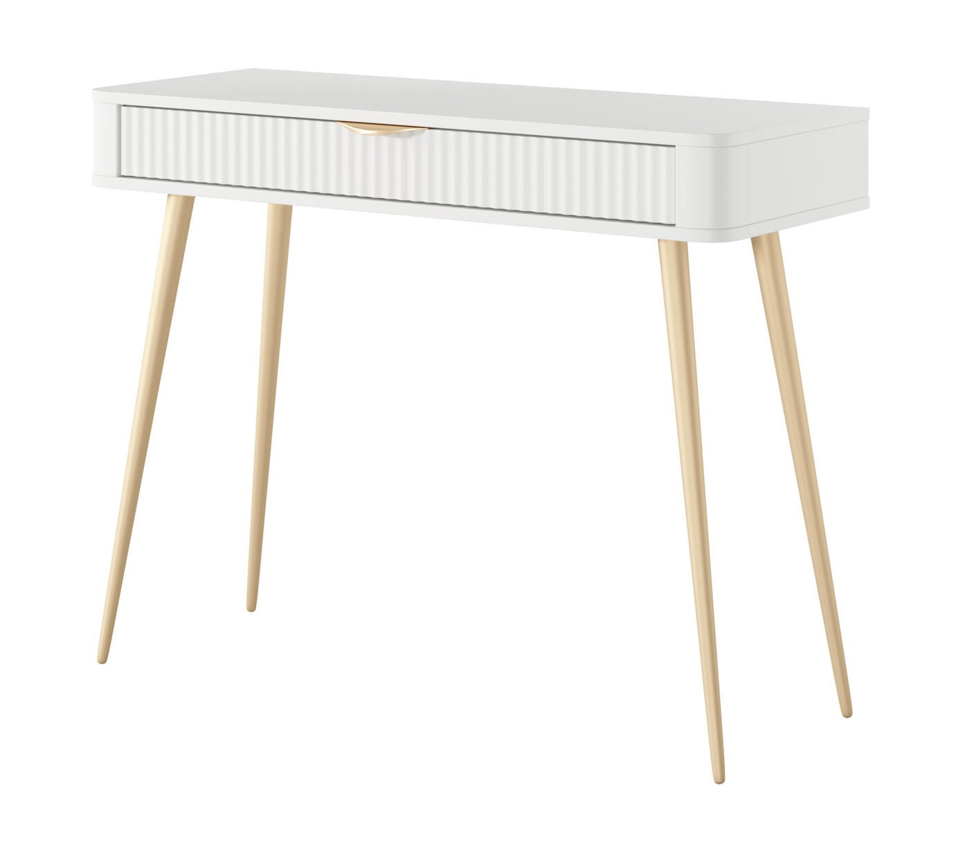 SCHMINKTISCH 100 cm Brando, Schublade, Weiß - Goldfarben/Weiß, Holz/Metall (100/78/38cm) - Emporius