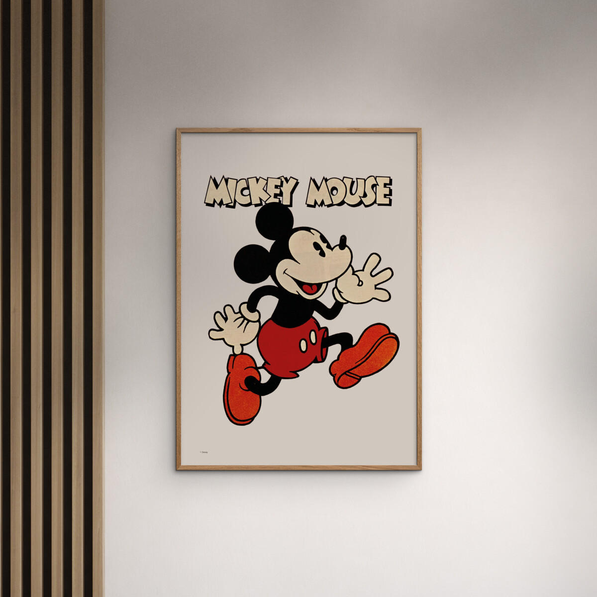 POSTER mit Rahmen Disney - Disney - Mickey Mouse Vintage No. 01 - Eichefarben/Beige, Holz/Papier (50/70cm) - Poster&Frame