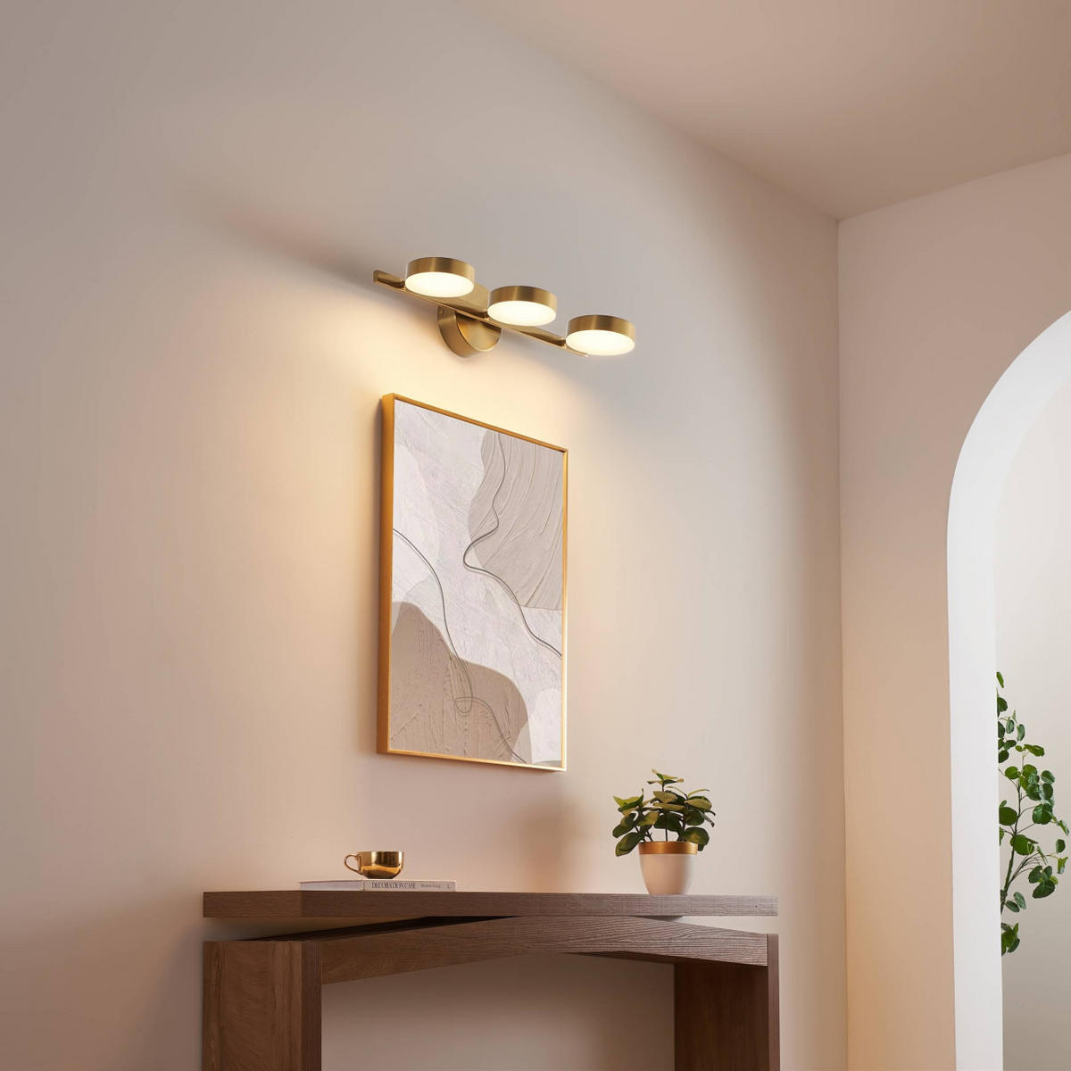 WANDLEUCHTE Syloria, Messing und Weiß, 52cm - Messingfarben, Metall (12/12/52cm) - KOSILUM