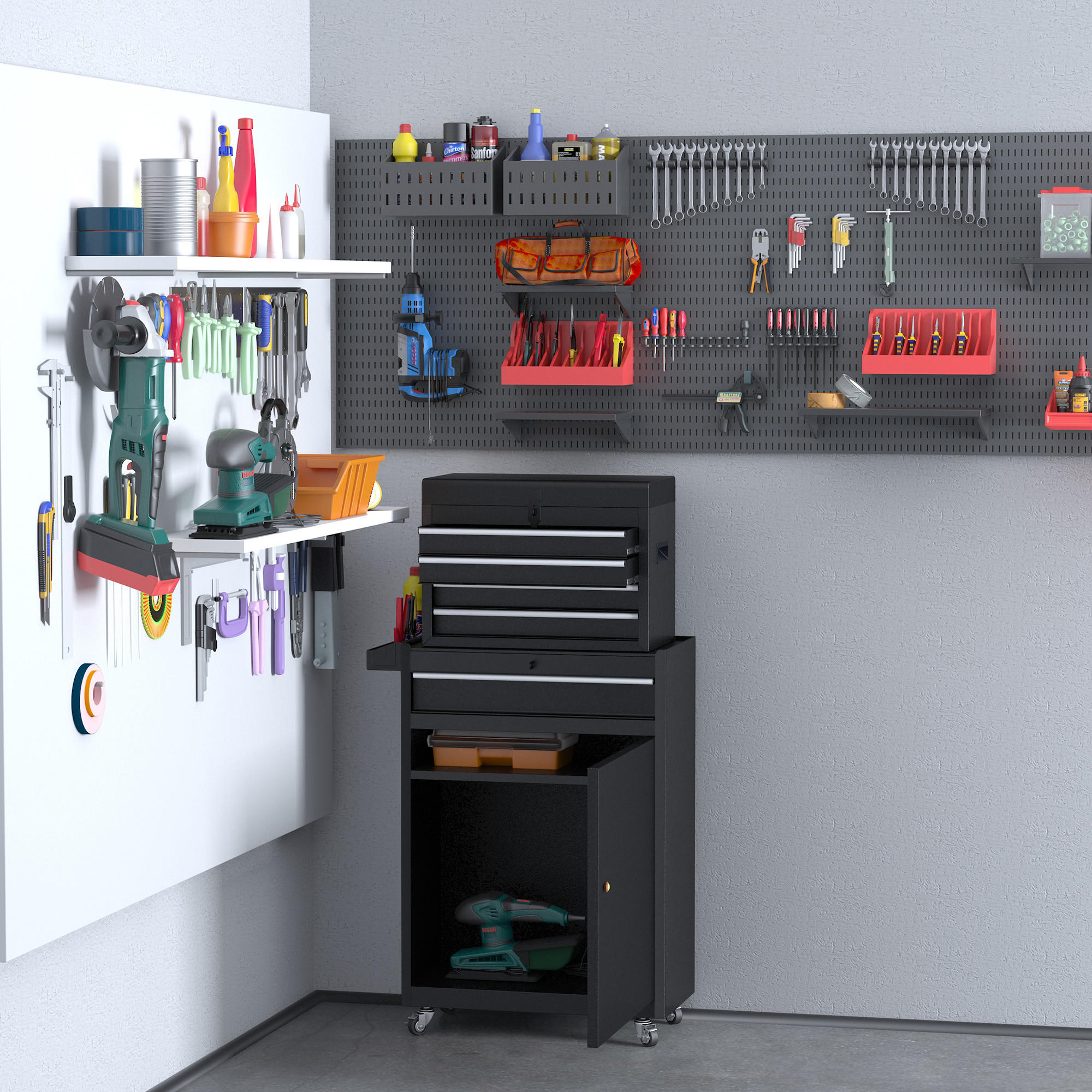 WERKSTATTWAGEN Werkzeugschrank - Schwarz, Metall (28/104.5/60cm) - DURHAND