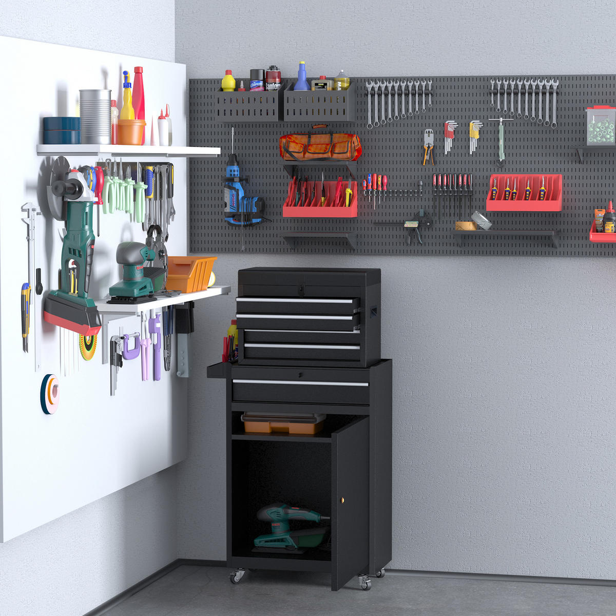 WERKSTATTWAGEN Werkzeugschrank - Schwarz, Metall (28/104.5/60cm) - DURHAND