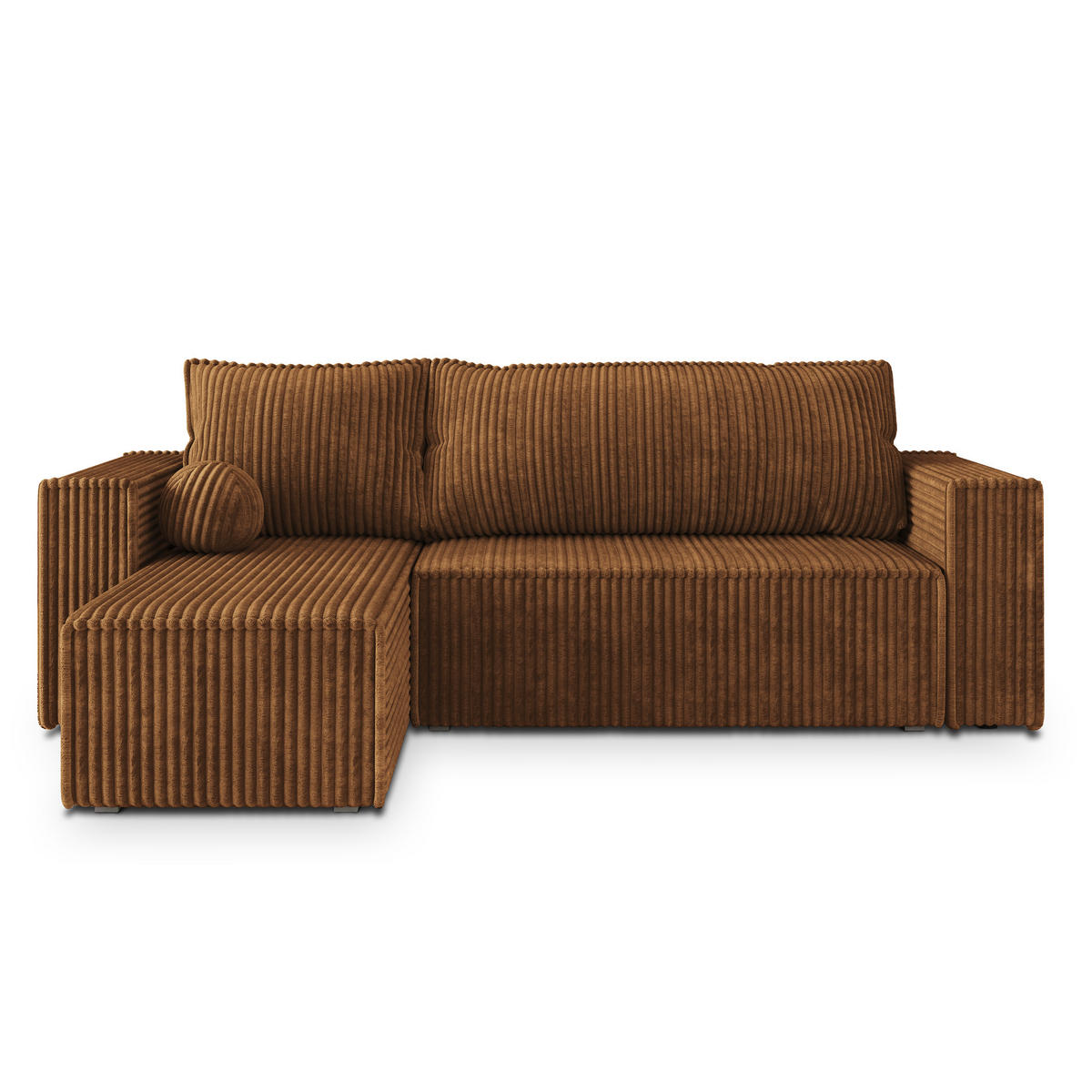 ECKSOFA RAVELO T Kupferfarben Kordstoff mit Schlaffunktion - Kupferfarben, Holz (240/140cm) - MASSENO