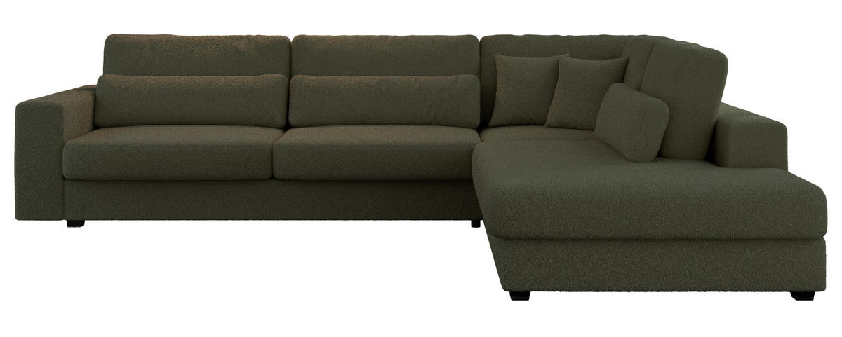 ECKSOFA Savona Grün Boucle - rechts - Schwarz/Grün, Kunststoff/Textil (249/316cm) - MKS