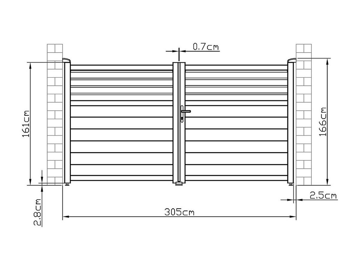 FLÜGELTOR - 300cm x 4.6cm - Aluminium - anthrazitgrau - VIAZO - Anthrazit, Metall (300/161cm) - Vente-Unique