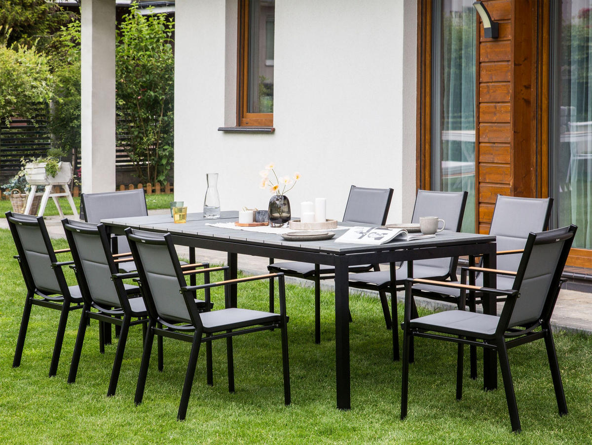 GARTENTISCH Grau Tofane - Schwarz/Grau, Metall (90/198/77cm) - Beliani