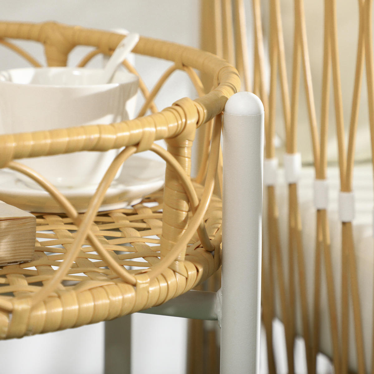 GARTENGARNITUR mit 2 Gartenstühle, 3er-Set Rattan Gartenmöbel-Set, Gelb+Creme - Gelb, Kunststoff - Outsunny