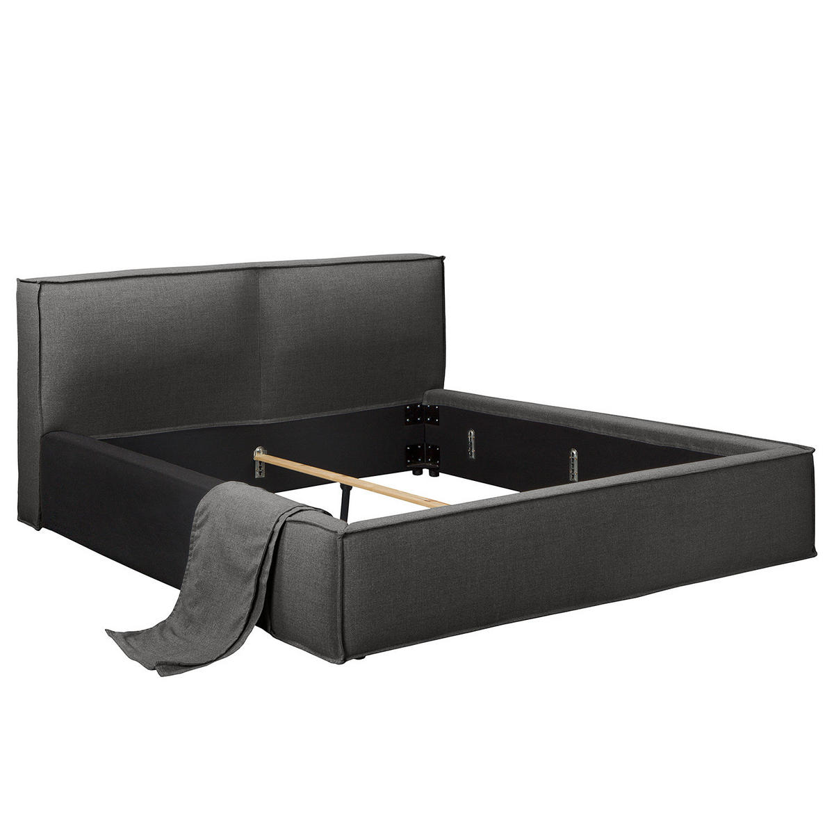 POLSTERBETT - Anthrazit, Textil (140/200cm) - home24