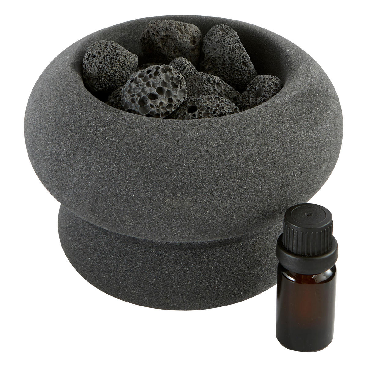 DUFTDIFFUSOR Malakite mit Steinen + 10 ml Duftöl - Schwarz, Keramik (13.8/9.8/13.8cm) - Atmosphera Createur d´interieur