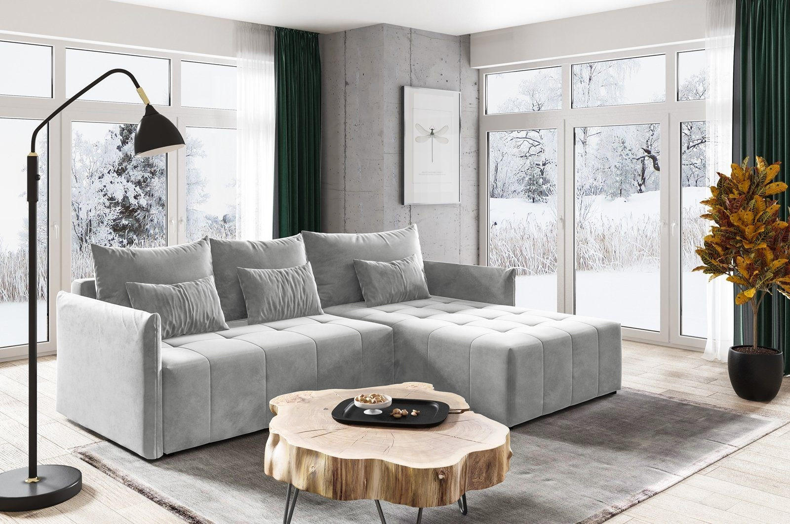 ECKSOFA Leno L - Grau, Holz/Textil (260/180cm) - Sofnet