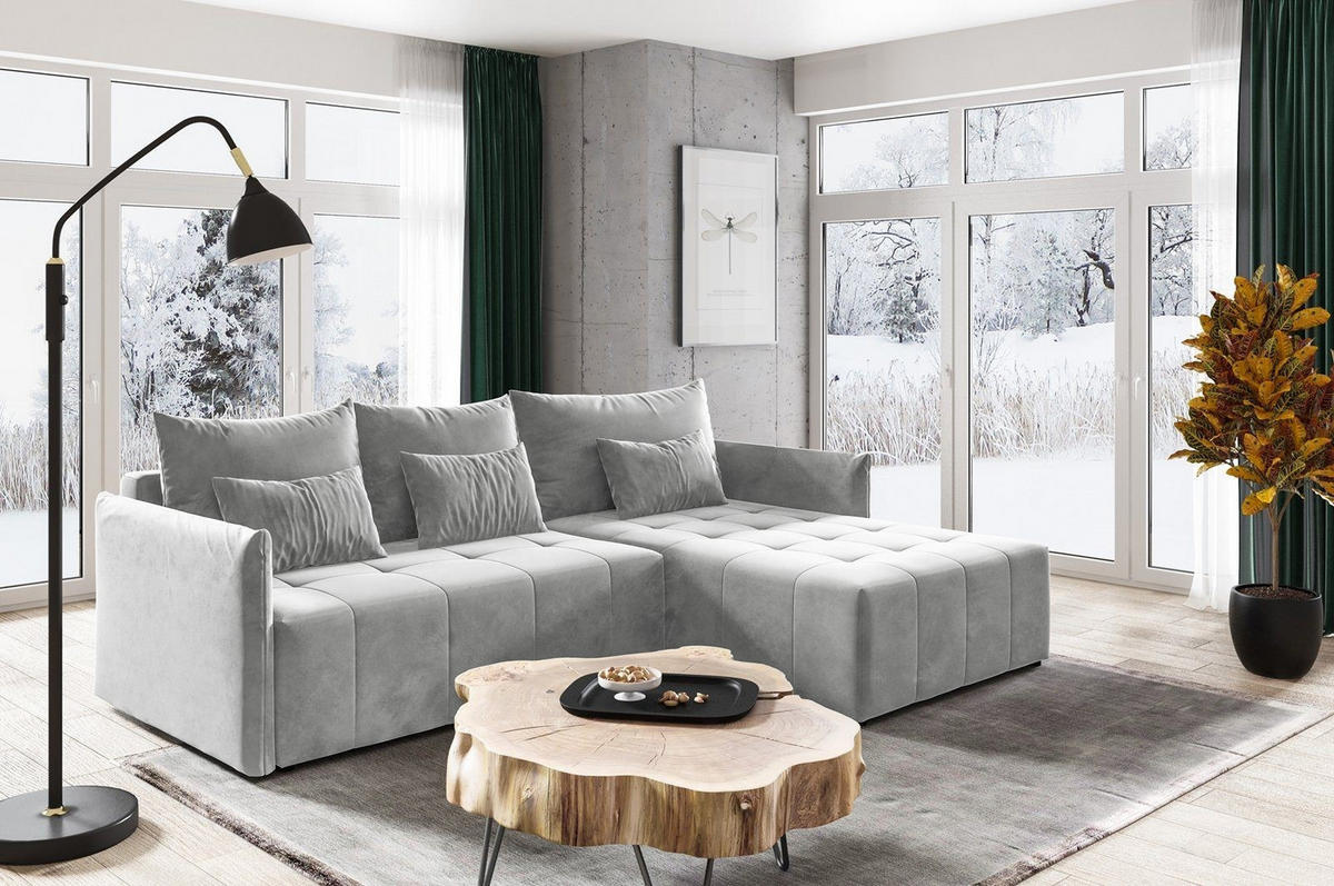 ECKSOFA Leno L - Grau, Holz/Textil (260/180cm) - Sofnet