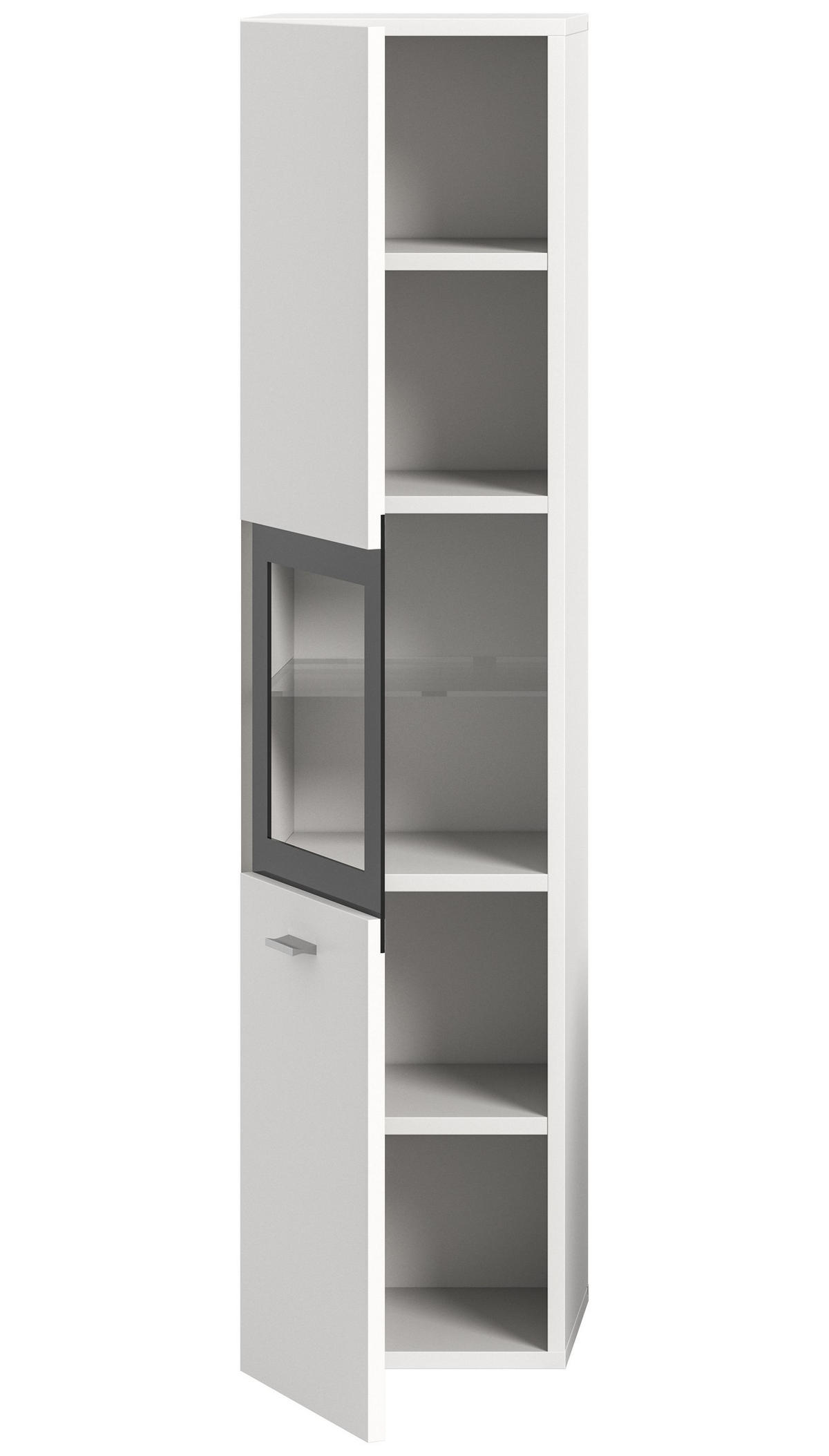 BADSCHRANK Boston/Tampa Bad in weiß Nachbildung und schwarz - modernes Design - B/H/T: 30x125x29 cm - Weiß, Holzwerkstoff (30/125/29cm)